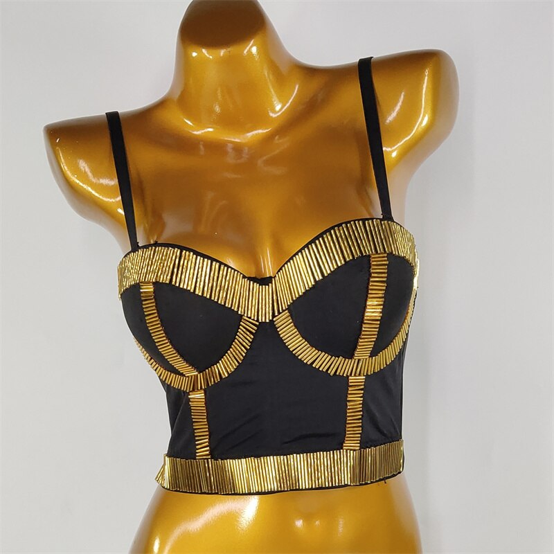 Women Crop Top Streetwear Beading Diamond Push Up Bra Casual Tank Tops Woman Clothes Bustier Camis Fashion Ladies Corset