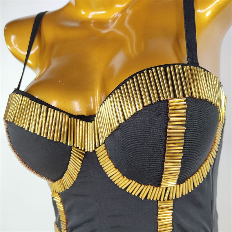Women Crop Top Streetwear Beading Diamond Push Up Bra Casual Tank Tops Woman Clothes Bustier Camis Fashion Ladies Corset