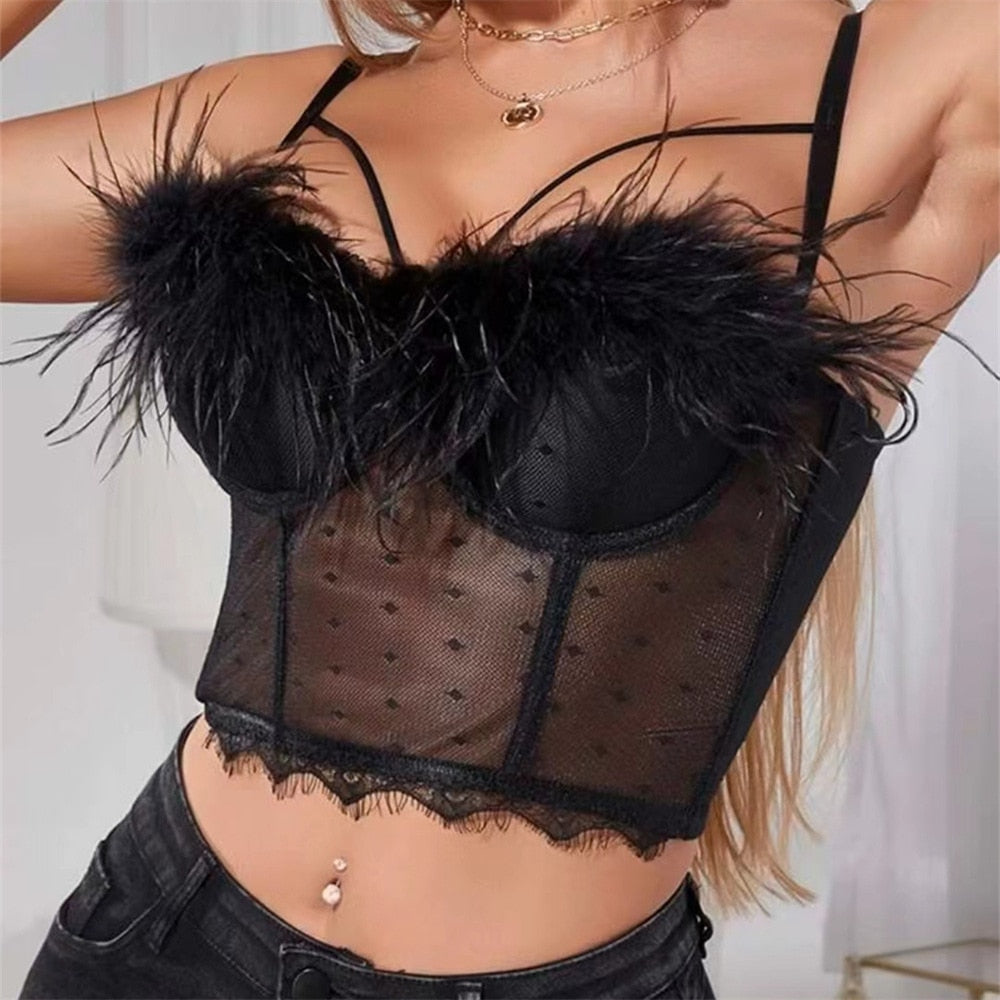 Women Crop Top Streetwear Beading Diamond Push Up Bra Casual Tank Tops Woman Clothes Bustier Camis Fashion Ladies Corset