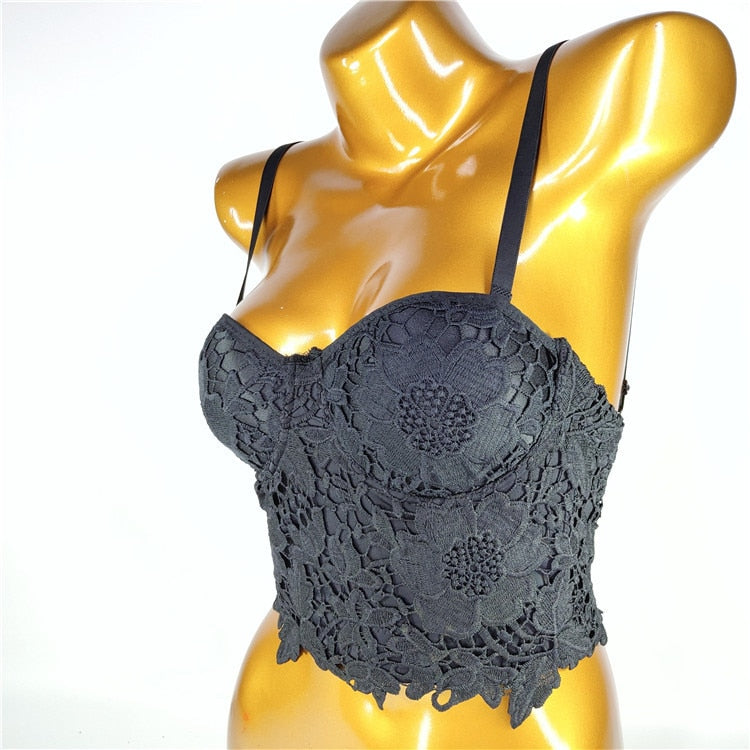 Women Crop Top Streetwear Beading Diamond Push Up Bra Casual Tank Tops Woman Clothes Bustier Camis Fashion Ladies Corset