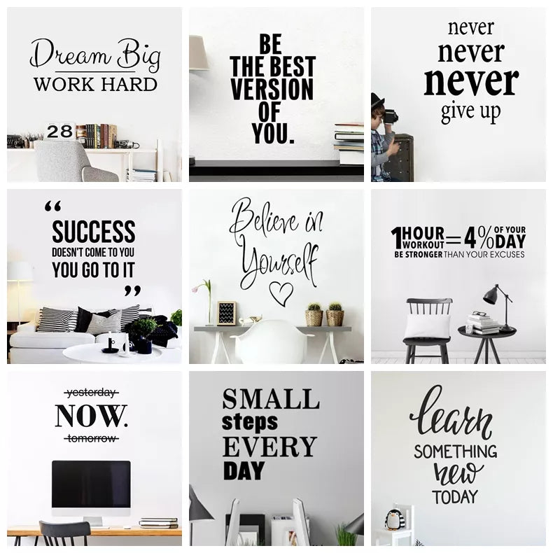 Motivational Phrases Quotes Sentences Home Vinyl Wall Sticker Decor For School Company Office Study Room Decoration Wall Decals