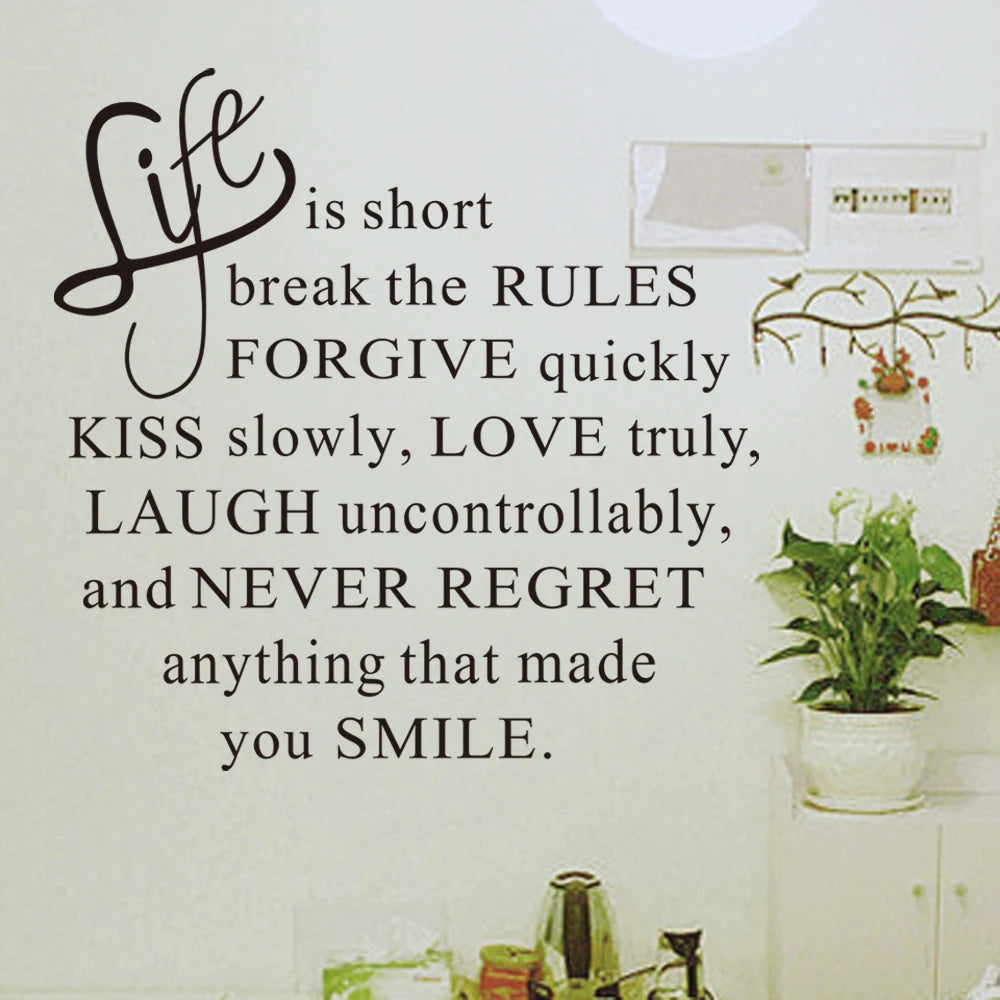 DIY Life Is Short Words Removable quotes Wall Sticker Wall Decal Fashion Home Decoration for bedroom living room Mural Art PVC