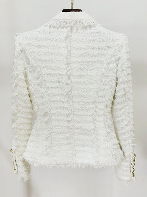 Jacket Women's Slim Fit Tassel Fringed Tweed Blazer set