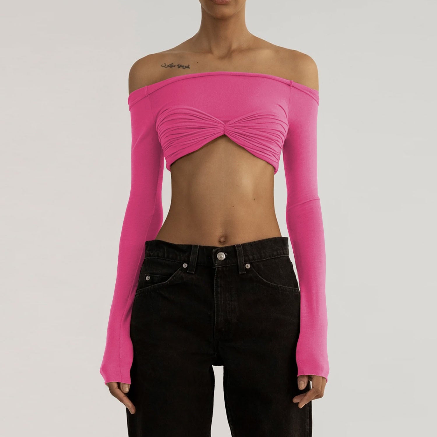 See Through Mesh Crop Top Women Pullovers Strapless Short Knit Cropped