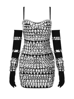 Fashion Stylish Designer Women's Diamonds  Beading Strap Dress