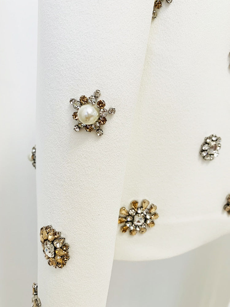 Designer Suit Set Women's Pearls Diamonds Rhinestone Beaded