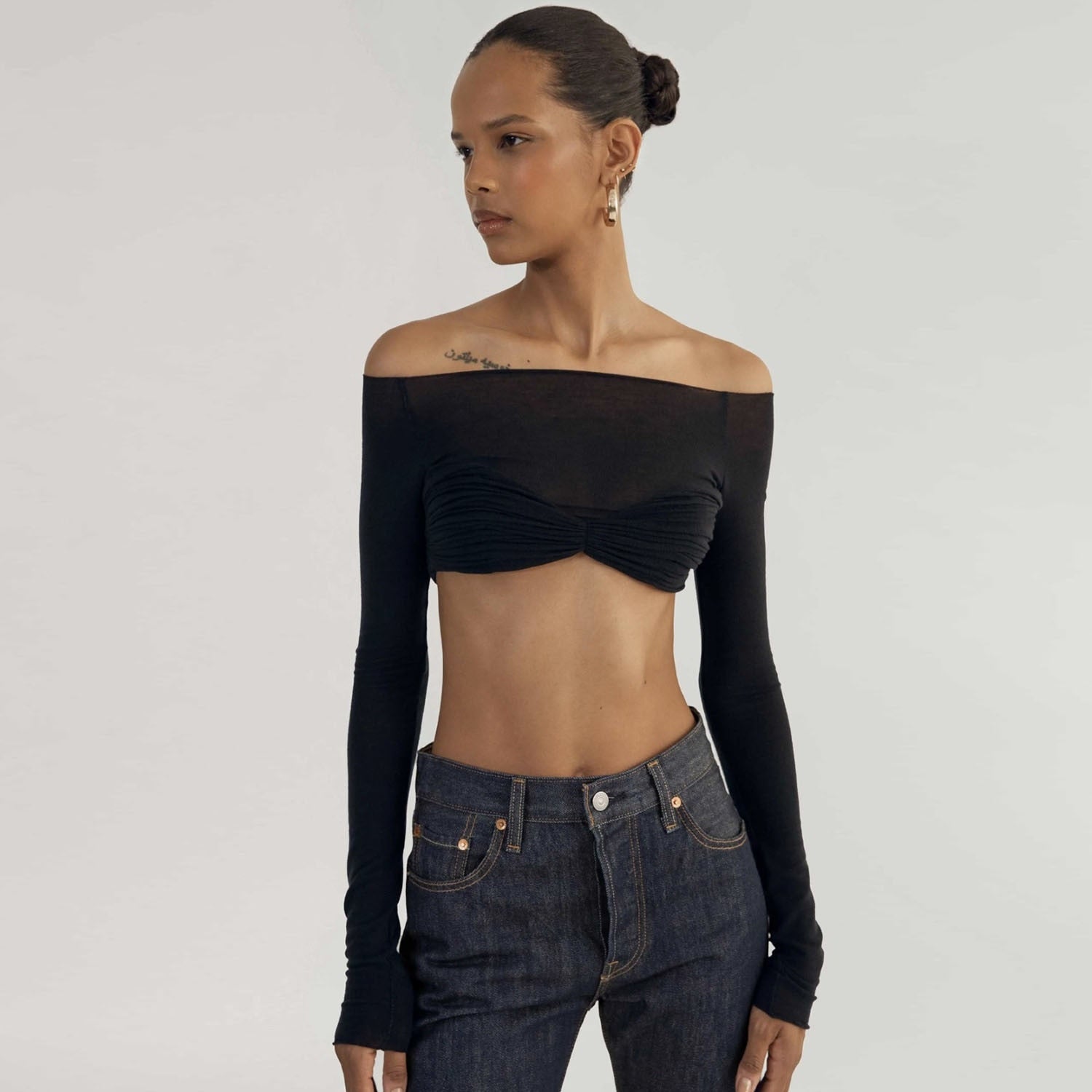 See Through Mesh Crop Top Women Pullovers Strapless Short Knit Cropped