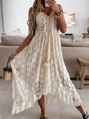 Women Lace V Neck Spaghetti Strap Dress