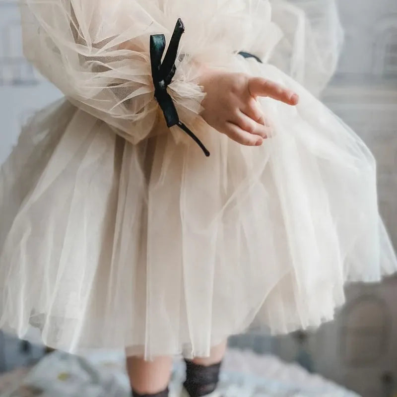 Off Shoulder Tutu Dress Long Sleeve Child Vintage