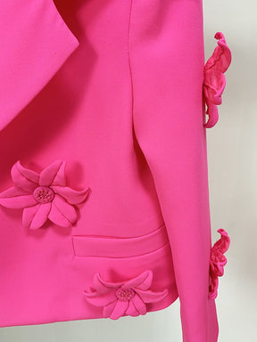 Fashion Designer Jacket Women's Stunning 3D Flowers