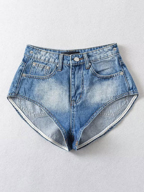 Women's Skirt  Button Spliced Two Through Style Solid Color Denim Mini Skirts