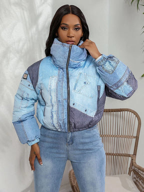 Cotton padded Coat Denim Printing