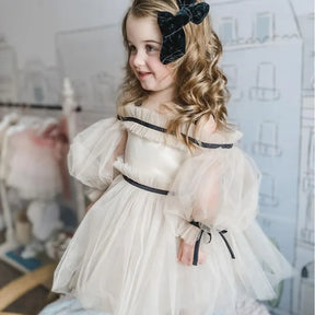 Off Shoulder Tutu Dress Long Sleeve Child Vintage