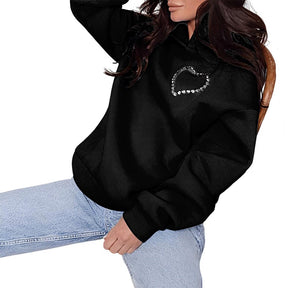 Hollow Out Winter Hoodie Solid Color Rhinestone Spring Hoodie Women's Clothing For Club