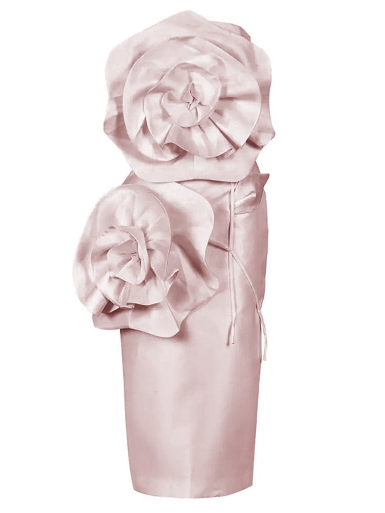 Flowers Women Dress Elegant Sleeveless Bandage Split Elegant Party Clothing