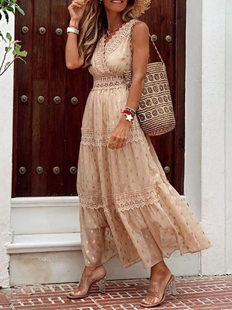 Women White Beach Long Dress Summer