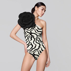 New One Piece Swimsuit Bikini Women 3D Flower Swimwear Vintage Holiday Designers Monokini