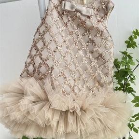Sequins Tulle Dress Sleeveless Infant Toddler Girl Vintage Bow