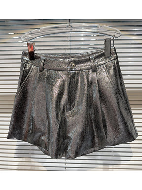 Designer Fashion Women's Metal Glossy Design Straight Shorts