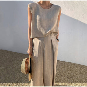 Women Cotton Linen Suits Summer