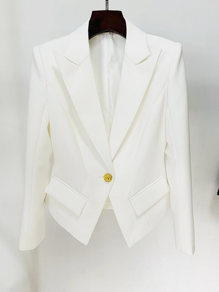 Designer Jacket Women's Slim Fitting Single Button Lapel Blazer 3 Colors
