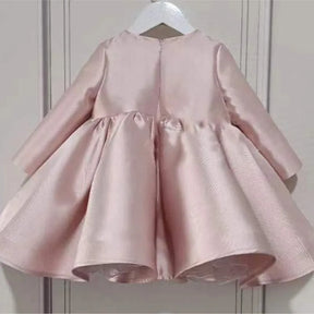 Silk Pearl Dress Long Sleeve Infant Toddler Child Vintage Bow