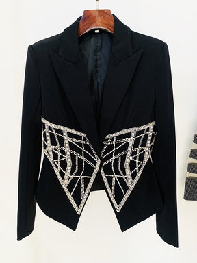 Designer Jacket Women's Slim Fit Stunning Diamonds Stone Beaded Blazer