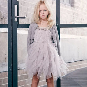 Strap Feather Tutu Dress Cotton Infant Toddler Girl Sequins