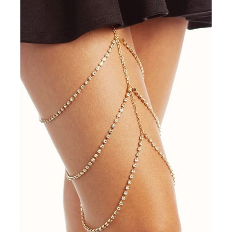 Sexy leg chain sexy Rhinestone thigh body sling  fashion simple leg chain women
