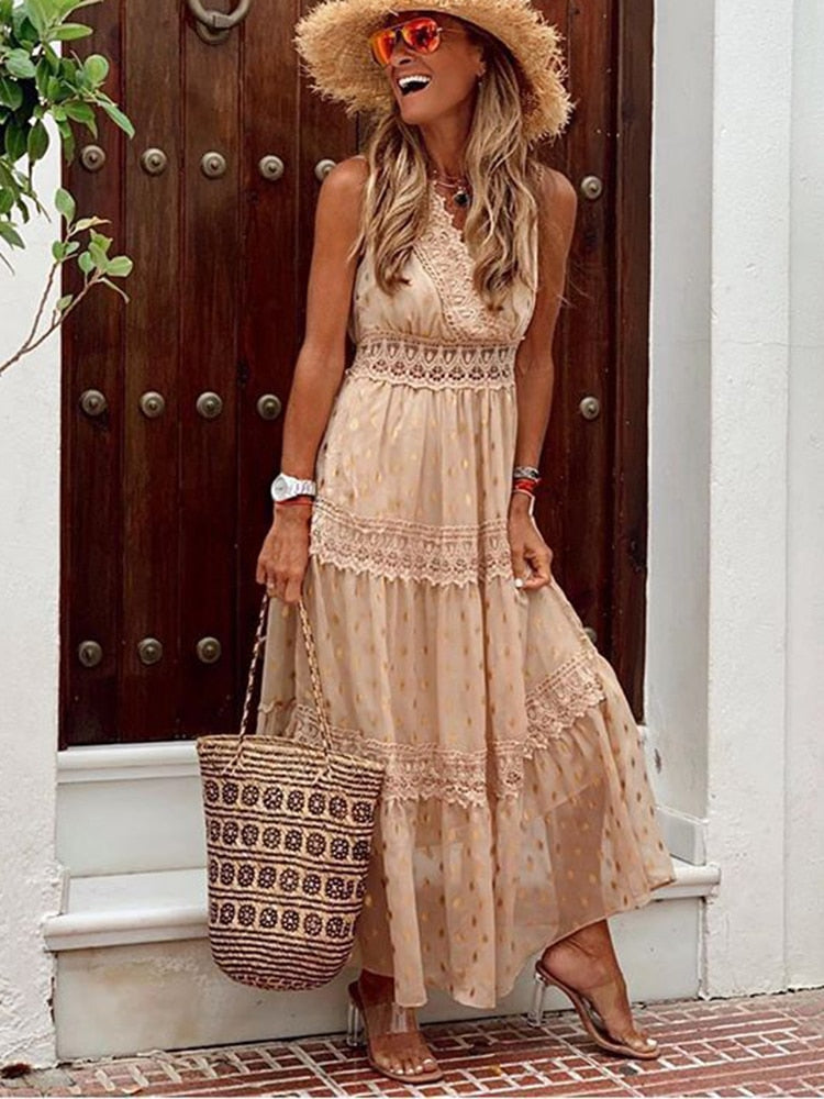 Women White Beach Long Dress Summer