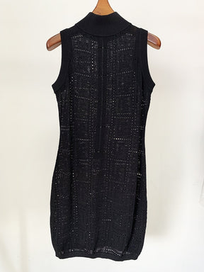 Fashion Designer Perspective Hollow Out Monogram Sleeveless Knitted Dress