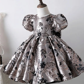 Princess Silk Dress Short Puff Sleeve