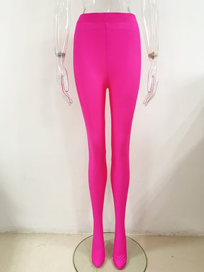 r Fashion Women's Stretchy Leggings Pants Fluorescent Hot Pink