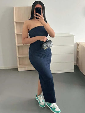 Denim Dress Elastic Tube Top Tight Dresses Women