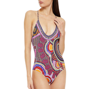 Fashion Print Halter Tie One Piece Swimsuit with Skirt Designer Bathing Suit Holiday Beach Dress Summer Surf Wear