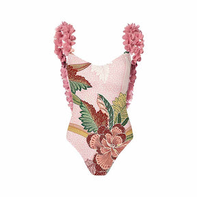 One-piece Swimsuits Floral Colorblock Print Swimwear Women&#39;s Bathing Suit Female Summer Beachwear Backless Cutout Surf Wear 2022