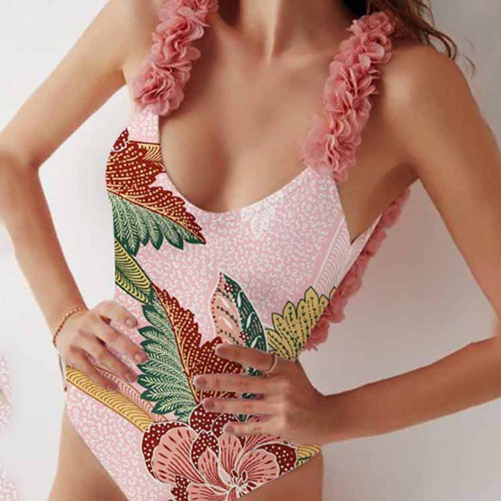 One-piece Swimsuits Floral Colorblock Print Swimwear Women&#39;s Bathing Suit Female Summer Beachwear Backless Cutout Surf Wear 2022