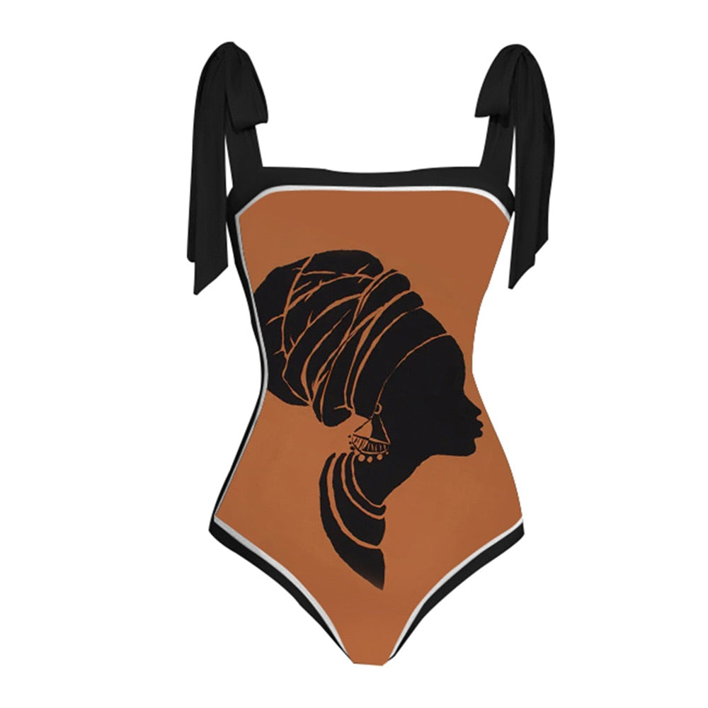 Female Retro Swimsuit &amp;Skirt Women Holiday Beach Dress Printed Designer Bathing Suit Summer Surf Wear