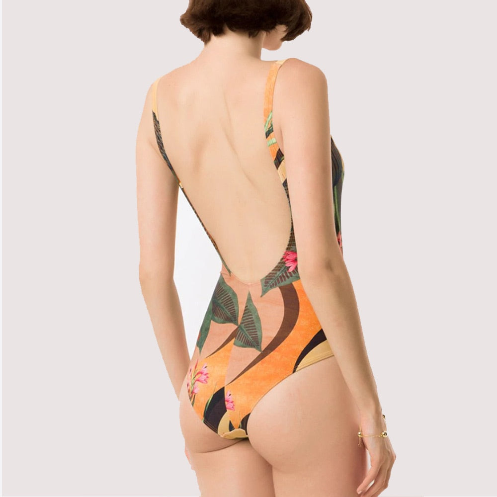 Vintage Women One Piece Swimsuit  Skirt Swimwear Cover Up Female Retro Holiday Beach Dress Summer Surf Wear