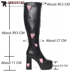 Trend Fashion Boots Heart-shaped Design Zippe