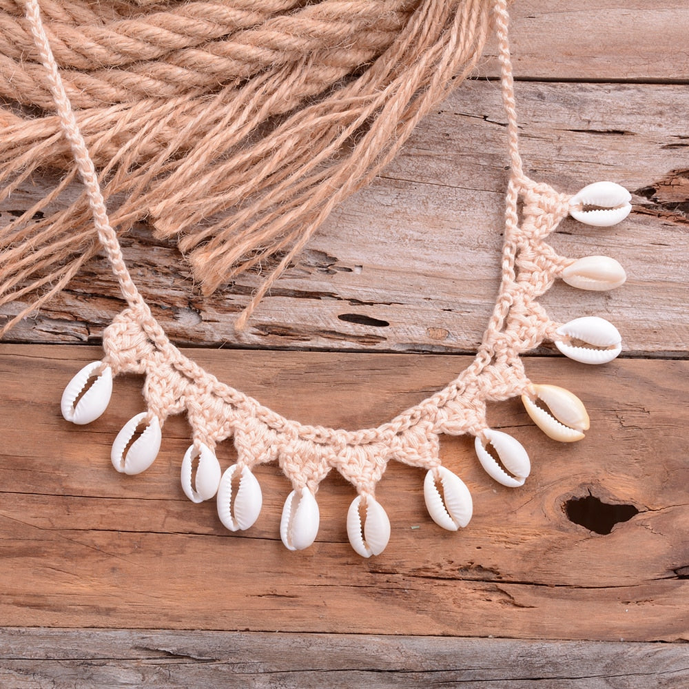 Wedding Shell Crochet Wedding Barefoot Sandals Nude Shoes Foot Jewelry Necklace Bracelet Victorian Lace Bridal Beach Accessories