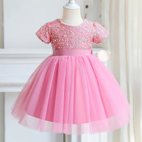 Flower Girl Dresses For Weddings Kids Bow Tulle Princess Cloth For Elegant Birthday Party Children Tutu Costume for girls