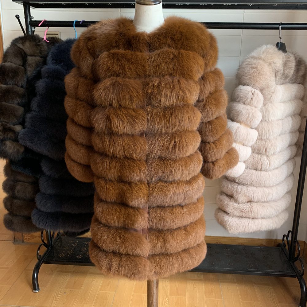 real fur coat 100% natural fur jacket winter warm leather fox fur coat