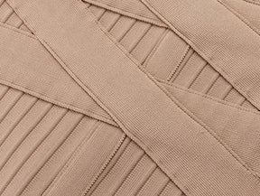 Bodycon Dress Rayon High Quality Turtleneck Long Sleeve Lace Up Bandage Dress Ribbed Knee-Length Sexy 2020 Vestidos Dobanmbd