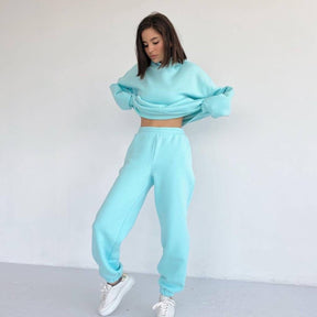 Two Piece Set Women Long Sleeve Oversized Hooded +Sport Pants Autumn Solid Tracksuit Casual Sportswear Suit Match
