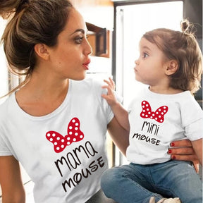 Mama Mouse T-Shirt Family Matching Clothes Summer Fashion Cotton Tops Mother and Daugther Family Looks Clothing