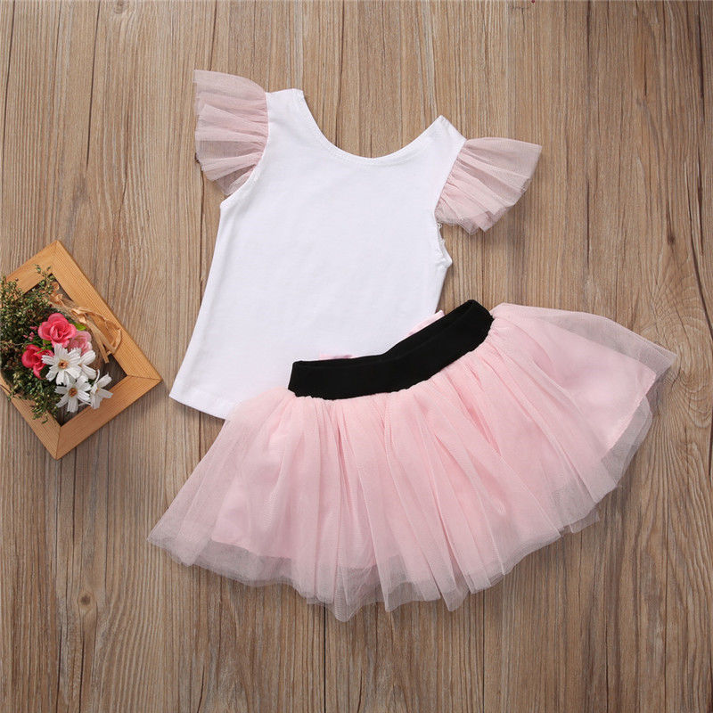 Mother and Daughter Dress Family Matching Outfits Fly Sleeve Tops and Tutu Skirts Party Wedding Mommy and Me Clothes