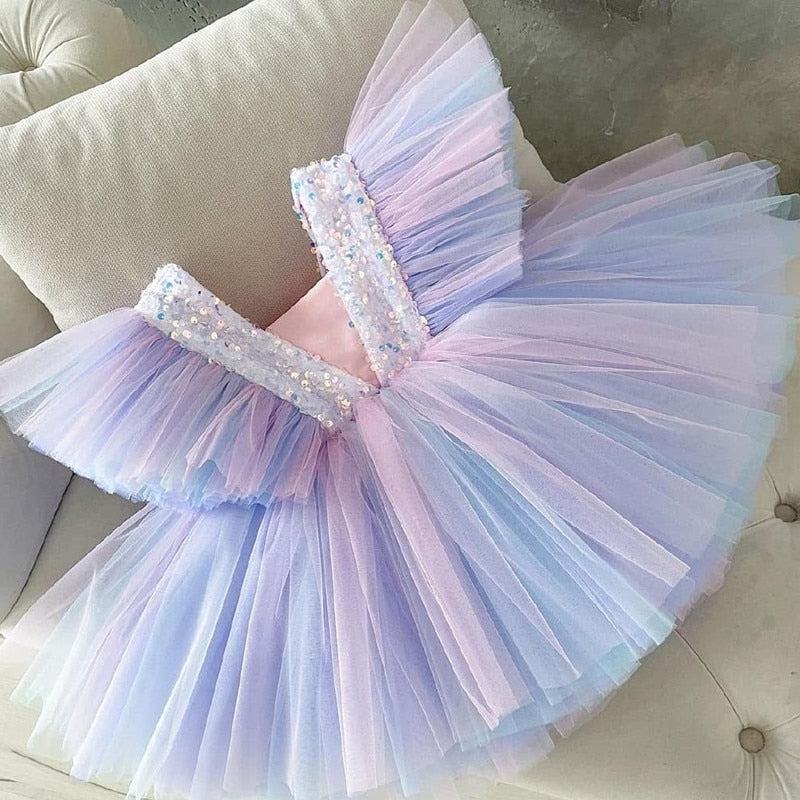 Flower Girl Dresses For Weddings Kids Bow Tulle Princess Cloth For Elegant Birthday Party Children Tutu Costume for girls