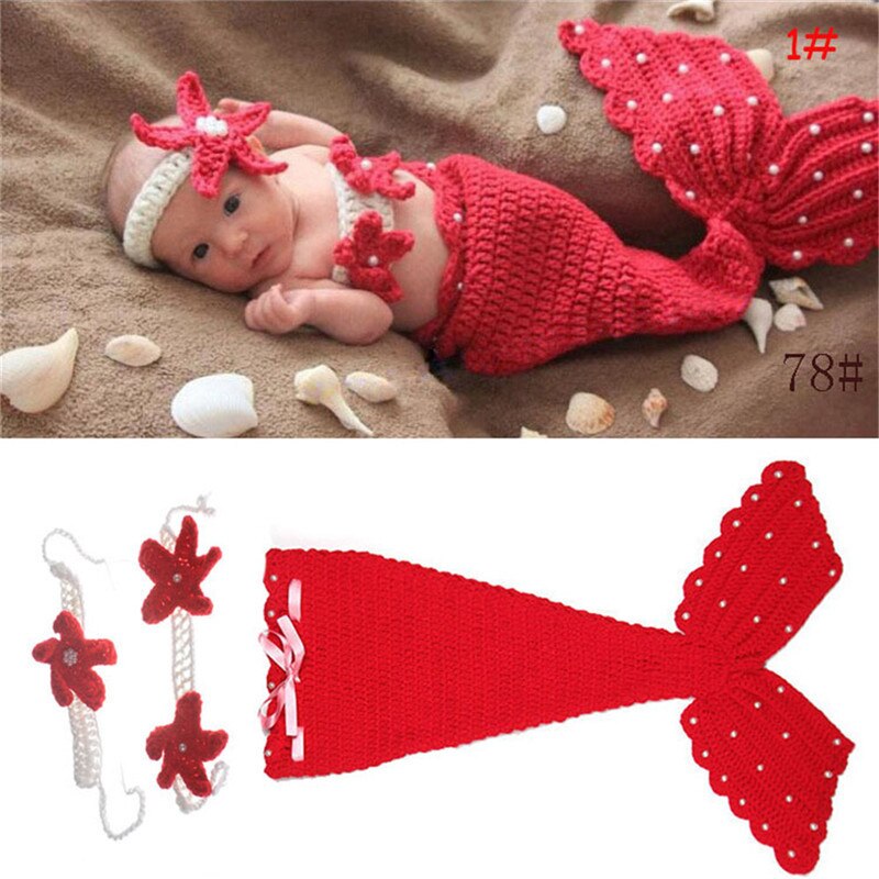 Newborn Photography Clothing Props Navy Sailor Mermaid Princess Snowman Baby Boys Girls Knit Outfits Photo Shoot Set Accessories
