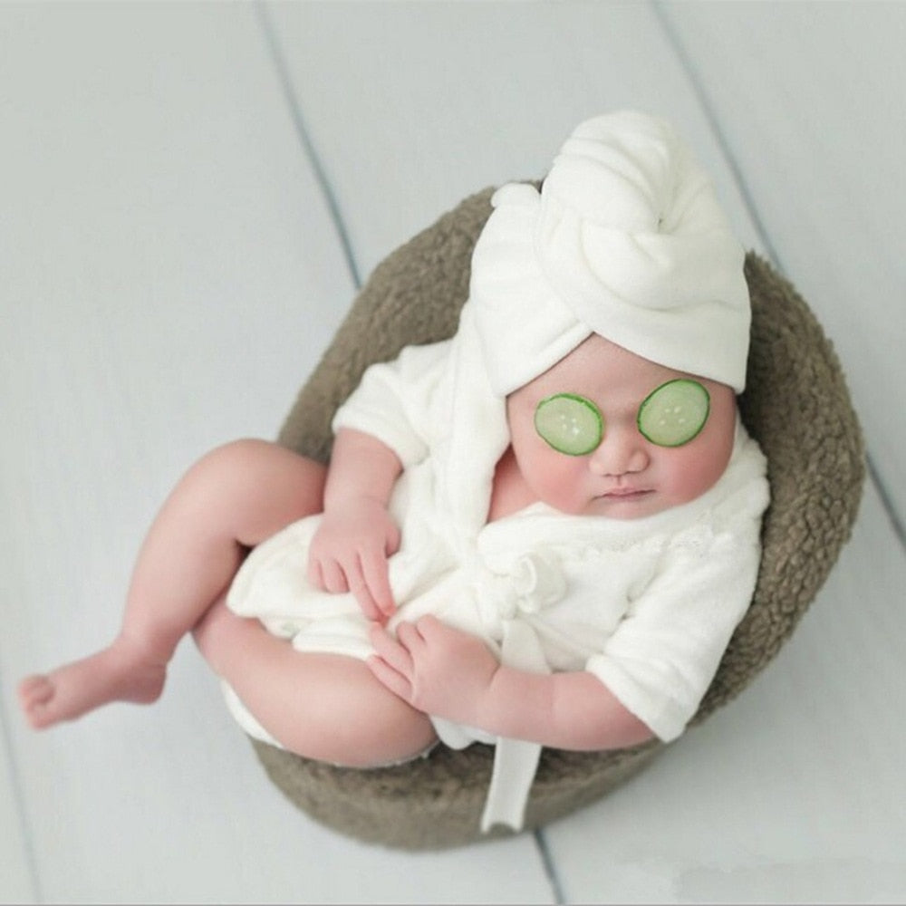 Newborn Bathrobes New Children&#39;s Photography Clothing White Thickening Baby Photo Bathrobe Infant Photo Props
